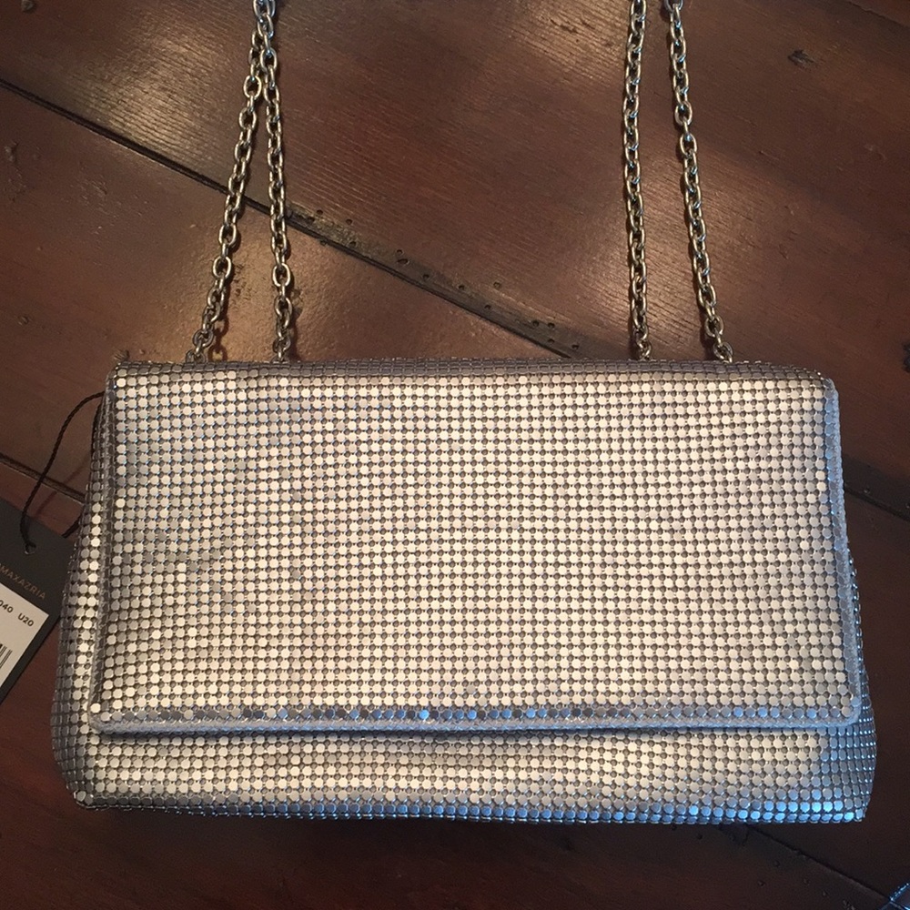 BCBG Maxazria ⭐️Silver Mesh Bag Crossbody Shoulder